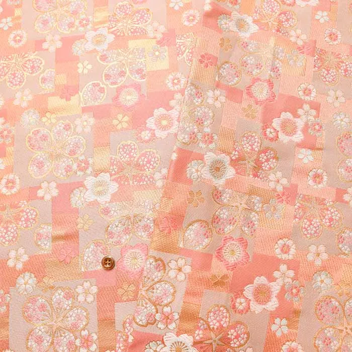 金襴　格子桜